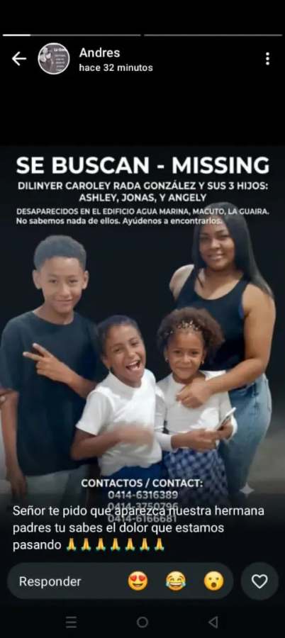 DILINYER CAROLEY RADA GONZÁLEZ Y sus tres hijos
