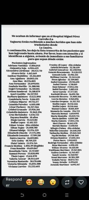 Heridos transportados desde La Guaira