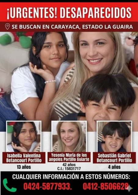 Yesenia, Isabella y Sebastián Betancourt
