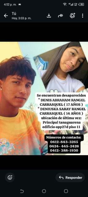 Denuiska Zaray Rangel denys Abraham Rangel casrraquel